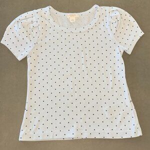Crewcuts Light Blue Navy Polka Dot Puff Sleeve Tee XS 4-5